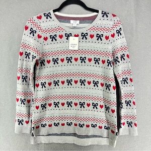 Crown & Ivy Kids Bow Heart Girls Sweater NWT large